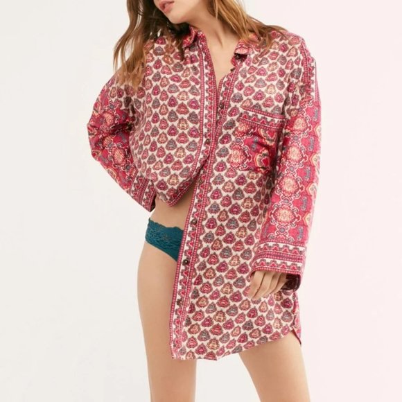 Free People Tops - Free People Intimately Boho Holibabe Print Long Sleeve Shirt l Size Medium M